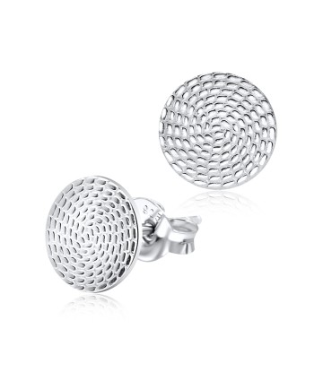 Round Rough Silver Stud Earring STS-3257